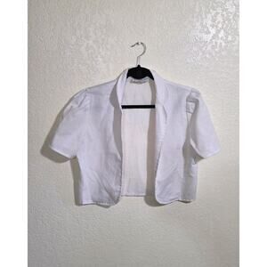 Cinnamon Stick California Vintage Women's White Crop Blazer Linen Blend Size 10